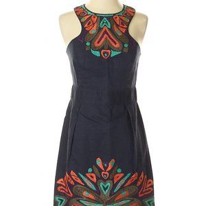 French Connection Mini Embroidered Dress, Size 6, Navy